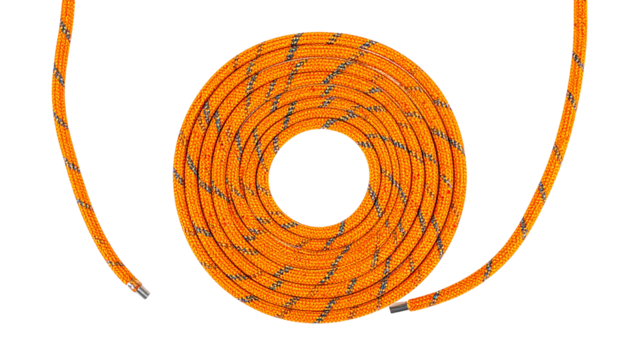 Coiled orange striped flexible tube