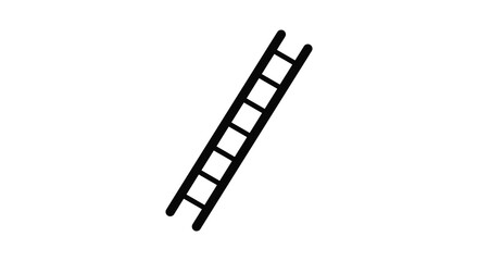 Simple black ladder ascending diagonally isolated on white for construction or access concepts silhouette