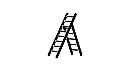 Simple line art icon of an a-frame ladder open for use symbolizing construction and access silhouette