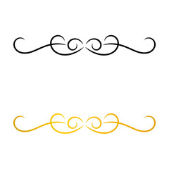 Classic black and gold flourish ornament – Elegant ornamental line accent for luxury invitations, wedding cards, and decorative print layouts.