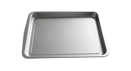 Empty silver baking sheet isolated on transparent background, a versatile kitchen essential for baking cookies, roasting vegetables, and preparing delicious meals