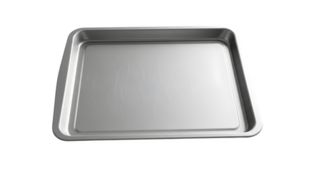 Empty silver baking sheet isolated on transparent background, a versatile kitchen essential for baking cookies, roasting vegetables, and preparing delicious meals