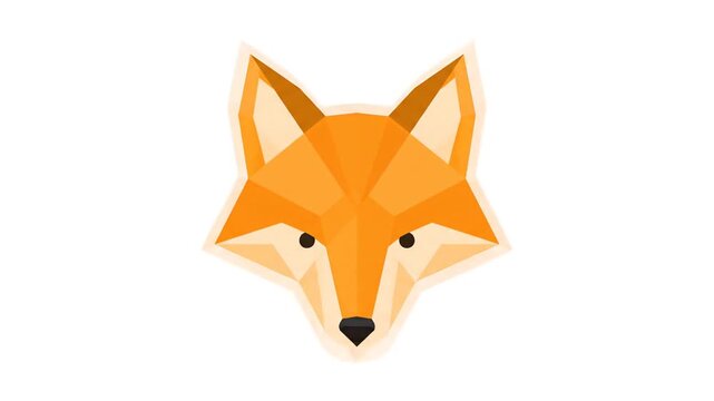 Geometric Orange Fox Head Animation: Abstract Low Poly Animal Motion Graphics