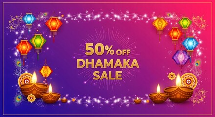 Naklejka premium Dhamaka Sale 50% Off – Festive Diwali Offers and Big Discounts