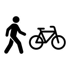 Shared path bicycle pedestrian icon with transparent background symbolizing combined walking and cycling route © Momo