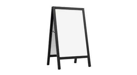 Isolated a frame sign with a white display board and a frame made of a material that is gray on transparent background