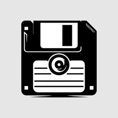 Minimalist Monochromatic Floppy Disk Save Icon