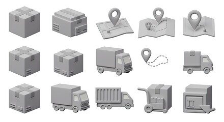 Efficient logistics planning with delivery trucks and package tracking for modern businesses, visualizing a streamlined supply chain and distribution network
