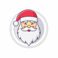 Cartoon Santa Claus Face Icon Christmas Holiday Celebration.