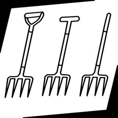 Spading Forks with D-Handle, T-Handle, and Straight Handle as Essential Hand Tools for Soil Cultivation, Gardening, Farming, and Agricultural Maintenance Work