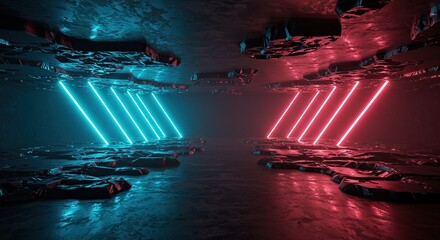 Futuristic cyber landscape with neon lights creates a modern and dynamic atmosphere perfect for gaming, tech, or science fiction projects now!