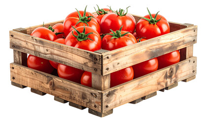 Tomatoes in wooden box