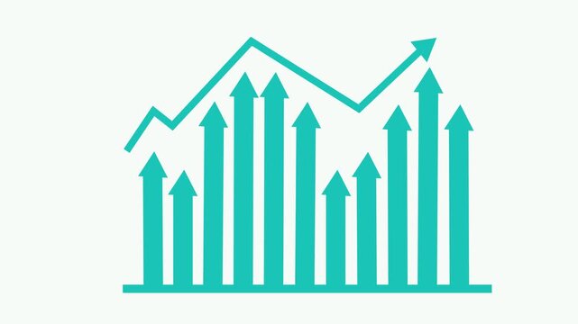 Arrows Indicating Growth and Decline, Infographic Style Business Report with Animated Bar Graph and Charts