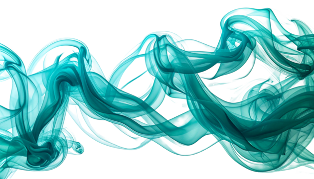 Teal, airy smoke wisp on black - Powered by Adobe