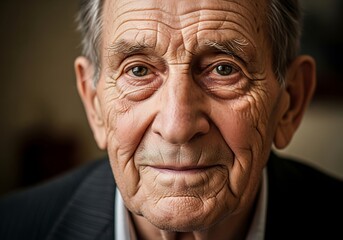 Portrait of a Senior Man with Warm Smile and Kind Eyes.