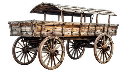 Fototapeta premium Old, wooden prairie wagon on black