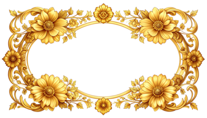 Ornate golden floral oval frame
