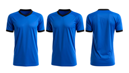 Three blue shirts on black ground