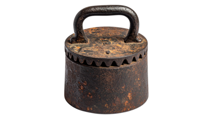 Rusty vintage iron on black background