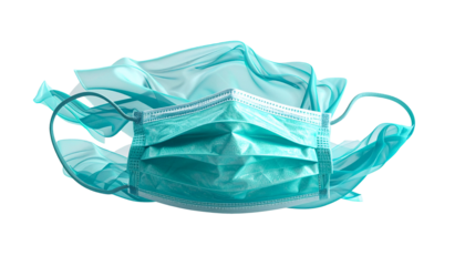 Turquoise mask and flowing fabric