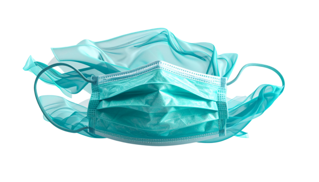 Turquoise mask and flowing fabric