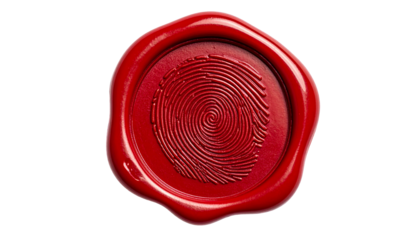 Fingerprint on a red wax seal