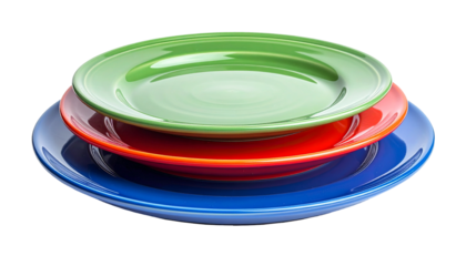 Stack of colorful, glossy dinnerware