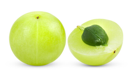 Fresh Indian gooseberries on white background ( Image from camera)