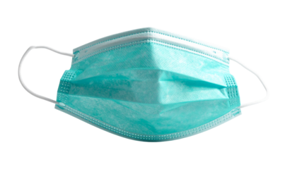 Teal surgical mask on black background (1)