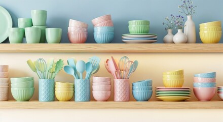 collage of colorful kitchen utensils