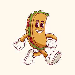 Cute cartoon sandwich submarine Vector illustration hand drawn