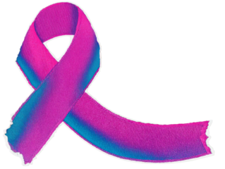 Teal and Pink Ribbon Illustration on a Transparent Background Graphic for Awareness Causes