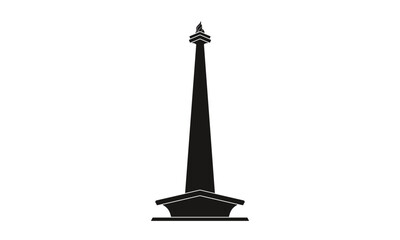 Stylized urban monument in Jakarta city landscape vector illustration
