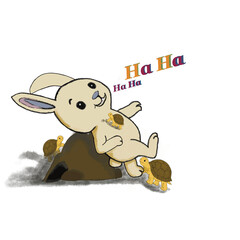 Rabbit and turtle let&rsquo;s play together.