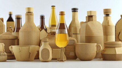 Sip sustainable luxury with unique cardboard bottles and cups offering eco-friendly packaging solutions for beverages and retail