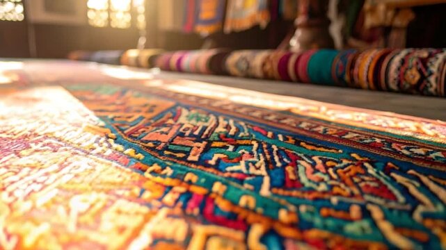 Ornamental hand woven carpet display