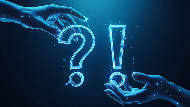 Question and Answer Marks Digital Hands Information Assistance