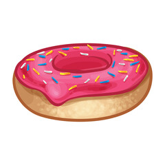 Colorful Pink Donut Hand Drawn Vector Illustration