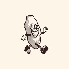 Groovy egg breakfast character in retro cartoon. Mascot, vector, icon, colection, sticker, vintage, illustration, set, funny, logo, comic, vintage, line art, logo, coloring book