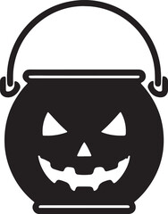 Silhouette of pumpkin shape candy  bucket halloween on white background © Usman AI