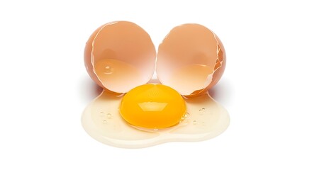 Cracked egg isolated with yolk