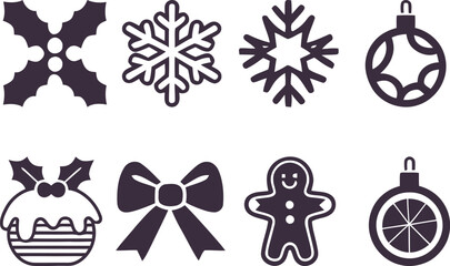 Unique winter holiday icons for a festive and joyful design theme