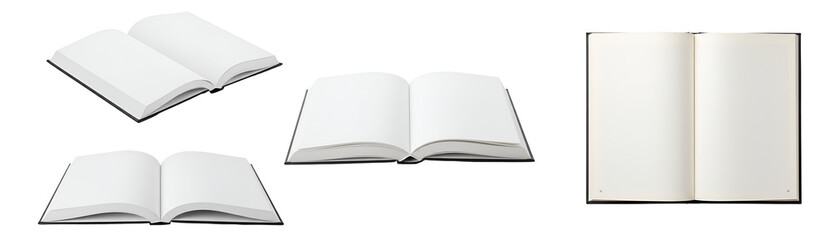 Open book mockup template for design presentation blank pages notebook journal sketchbook catalog brochure flyer on transparent background