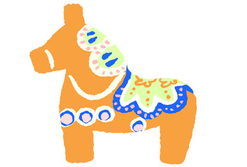 オレンジのダーラナホースのイラスト