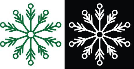 Simple White Geometric Snowflake Vector Graphic Design: Winter Holiday Decoration, New Year's Ornament