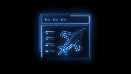 Neon plane on website interface modern air travel booking platform illustration concept
