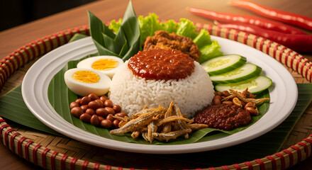 Delicious Rice Dish With Assorted Accompaniments Served On A Plate