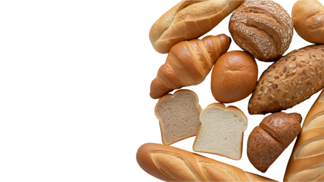 Assortment of Freshly Baked Bread A Delicious Selection of Bakery Items, Perfect for Breakfast or Lunch
