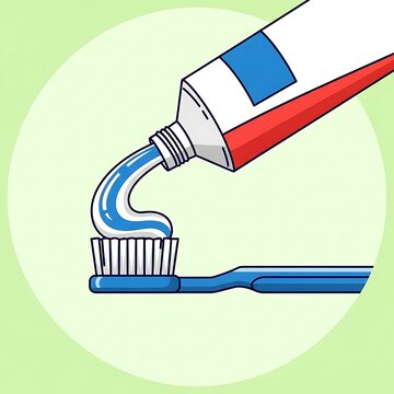 Toothpaste on a toothbrush for dental hygiene illustration.