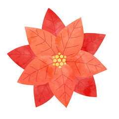 クリスマスに使えるポインセチアの水彩イラスト 